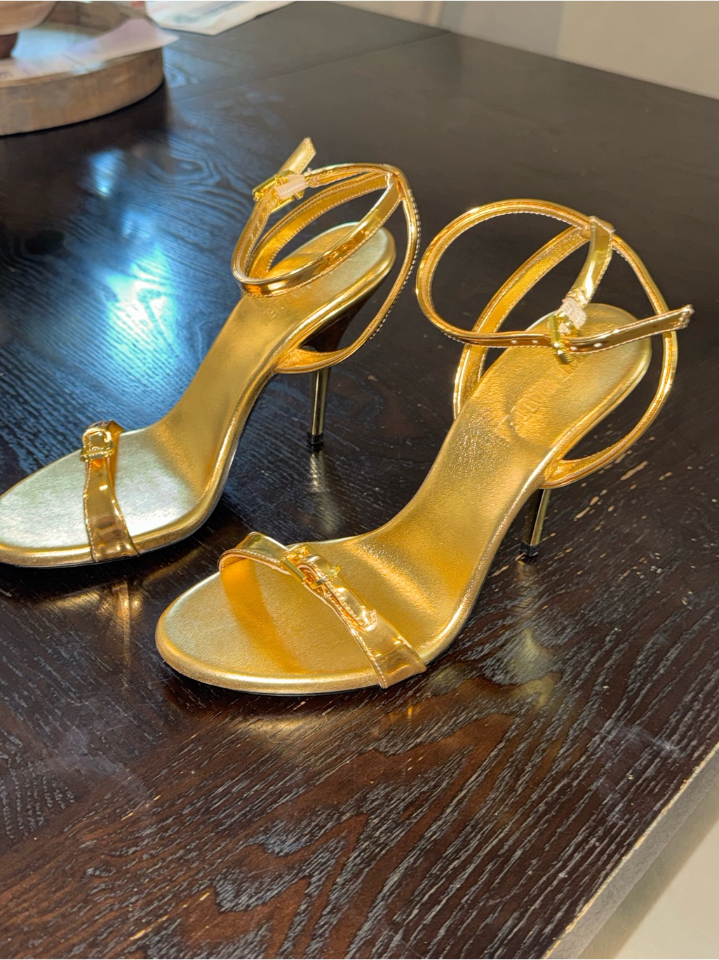 Steve Madden Gold Ankle-Strap Heels Women's